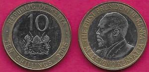 KENYA 10 SHILLINGS 2005 UNC BUST OF PRESIDENT MZEE JOMO KENYATA LEFT,VALUE ABOVE - Picture 1 of 1