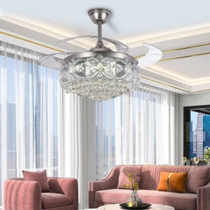 42" Silver Industrial Ceiling Fan - 4-Layer Crystal & 5000CFM Remote Control - Picture 1 of 12