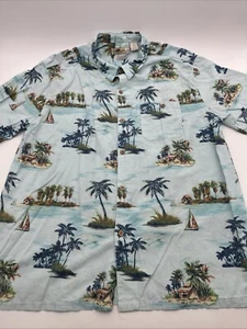 Joe Marlin Hawaiana Button Up Comfort Fit Shirt Men 2XL Blue Tropical Aop.#20510 - Picture 1 of 8