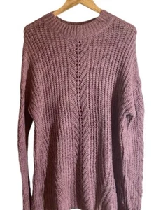 Lucky Brand Sweater Womens Long Sweater Mauve Pink Pointelle Sweater 2X - Picture 1 of 6