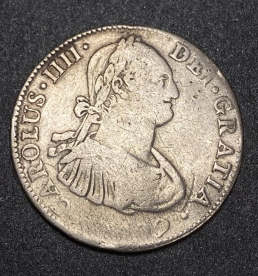 Moneda Mundial Plata Pirata Colonial Legal México 1789 FM 4 Cuatro Reales Escasa Fecha Foto 1 de 4
