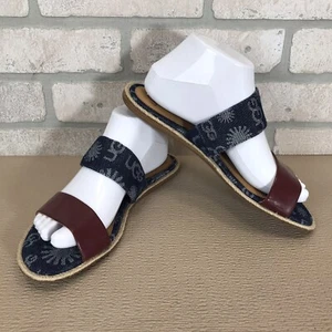 Ugg Australia Amalia Womens 8 Denim Logo Double Band Slide Sandals - Picture 1 of 13