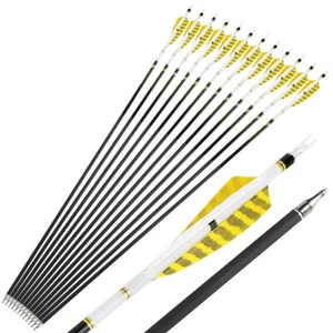 28-32" Pure Carbon Arrow SP300-800 4" Shield Natural Feather Bow Hunting Target - Picture 1 of 17