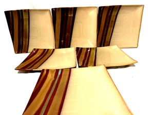 Sango Avanti Brown 4722 Set Of 6 Square Dinner Plates 10 3/4" - Picture 1 of 2