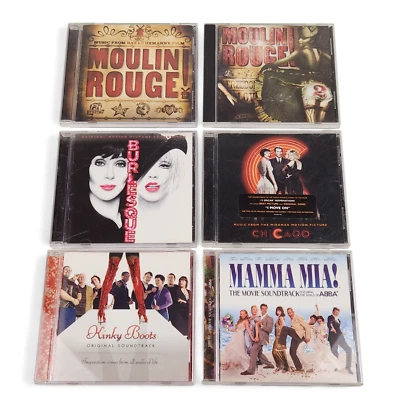 Musical Movie Soundtrack CD Lot of 6 Moulin Rouge 1&2 Mama Mia Chicago Kinky Boo Foto 1 de 4