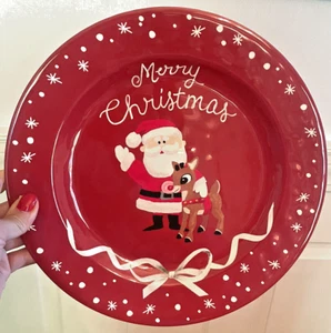 Disney Pottery Barn holiday Plate Rudolph Santa Christmas gift party birthday - Picture 1 of 12