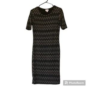 Vestido para mujer LulaRoe S negro dorado hilo metálico MIDI ajustado carrera elegante elegante - Imagen 1 de 12