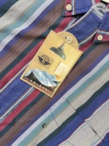 Camicia Western Vintage Dockers Uomo Large Anni '90 Deadstock Abbigliamento da Lavoro A Righe Cowboy - Foto 1 di 11