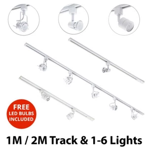 Litecraft 1-3M Track Light Kit White With 1-6 Three Style Spotheads & LED Bulbs - Picture 1 of 35