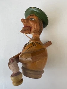 Antik Epoche unbekannt dekorativ Holz geschnitzt Korken Flaschenverschluss - Bild 1 von 5