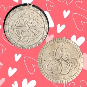 Silver Quarter Planchet Love Token/Medallion. "SB"  "1885".  Nice. T5550 - Picture 1 of 5