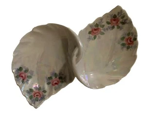 Vintage Double Trinket Dish Floral Design with Roses Signed by Artist M. Jaap - Picture 1 of 5