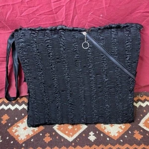 Vintage 1930/1940’s Black Lamb Fur Hand Warmer Muff Clutch Purse - Picture 1 of 8