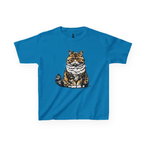 Chubby Tortoiseshell Cat Kids Heavy Cotton Tee, Adorable Animal Shirt, Kids Gift - Picture 1 of 107