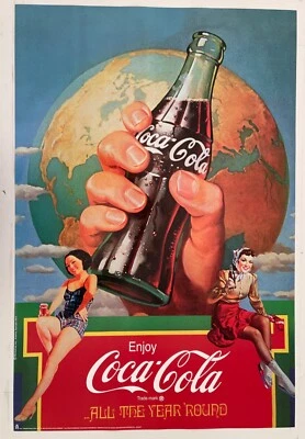 COCA COLA, LICENSED 1997 POSTER FEATURING VINTAGE ADVERTISEMENT - Image 1 of 4
