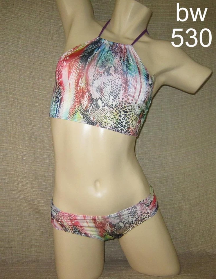 DownEast Mustache Swim Bikini Top Swimsuit Swimwear Halter Tankini Size Large