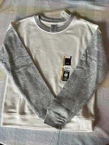NWT Athletic Works Youth Fleece Sweatshirt Pullover Lg White W/Gray Long Sleeves - Picture 1 of 5