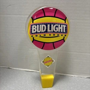 Vintage Bud Light Volleyball Pink Yellow Cold Serve Beer Tap Handle Pull #196 - Picture 1 of 12