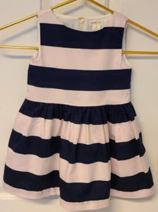 JCrew Crewcuts Girls' striped Pink and Navy back zipper dress Sz 2 (Worn Once!) - Picture 1 of 8