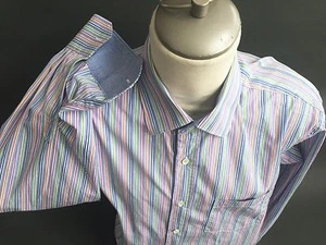 BUGATCHI HERREN HERREN BAUMWOLLE LANGARM KNOPF VORNE GESTREIFT SHIRT XL - Bild 1 von 10
