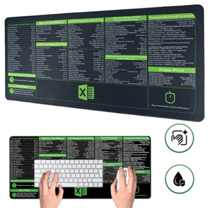 Excel Shortcuts Mouse Pad Office Computer Desk Mat Non-Slip Easy To Learn Large - Picture 1 of 16