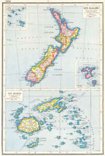 NEW ZEALAND. showing Land districts; Fiji Cook Chatham islands. Rail. 1920 map