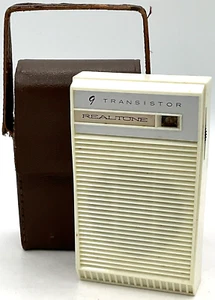 Realtone Model TR1948 9 Transistor Radio Battery Tested Works Leather Case Japan - Picture 1 of 16