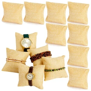 Paquete de 12 almohadas de cojín de pulsera de lino para relojes y brazaletes, 3 x 3 x 2 pulgadas - Imagen 1 de 8