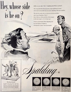Spalding Golfbälle Punkte Oakley Reynolds Kunst 1947 Zeitschrift Druck Werbung - Bild 1 von 6