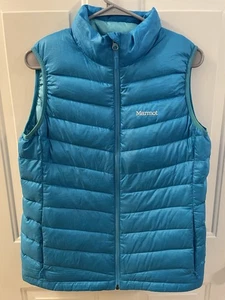 Marmot Women’s Lightweight Puffer Vest Blue Goose Down Size L - Picture 1 of 8