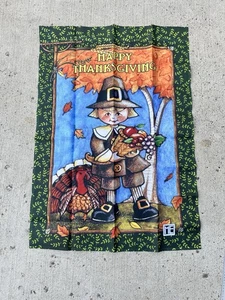 Mary Engelbreit Happy Thanksgiving Flag Outdoor 28x 39 Hamilton Collection - Picture 1 of 5
