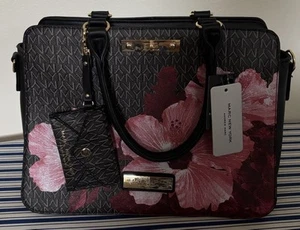 Marc New York Women’s Purse With Coin Purse Grey/Black/ Pink Hibiscus Brand New - Picture 1 of 19