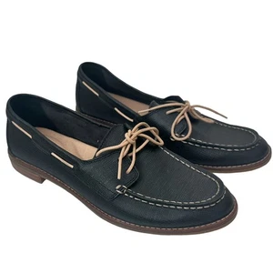 Sperry Top-Sider Black Vegan Leather Classic Slip On Loafer With Boat Laces 9.5 - Picture 1 of 10