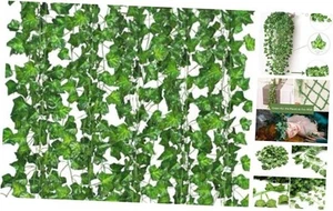 12 Pack Fake Vines for Room Decor Artificial Ivy Garland with Clip Green - Picture 1 of 8