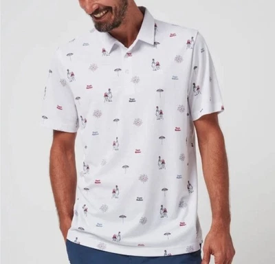 NUEVO CON ETIQUETAS Camisa Polo de Golf Travis Mathew Para Hombres 2XL Vecindario Fiesta Elastizada Precio de venta sugerido por el fabricante $99 Foto 1 de 3