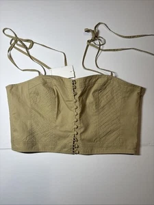 Ulla Johnson Tan Button Up Cotton Sleeveless Women’s Blouse Top Size 8 NWT $225 - Picture 1 of 8