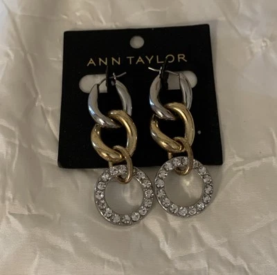 Pendientes de aro triple araña de cristal vintage Ann Taylor tono dorado y plateado Foto 1 de 4