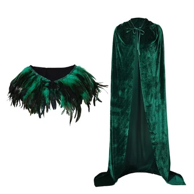 Manto de veludo unissex com capuz adulto comprimento total capa com capuz natural... - Imagem 1 de 4