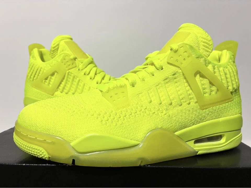 Deadstock 2019 Nike Air Jordan 4 Retro Flyknit Volt-黑色 AQ3559-700 男式 Us8.5 — 第 1/4 张图片