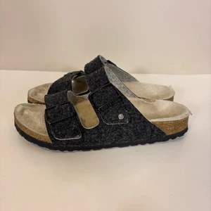 Birkenstock Grey Wool Felt with White Fur Slide Sandals US 7 - Picture 1 of 8