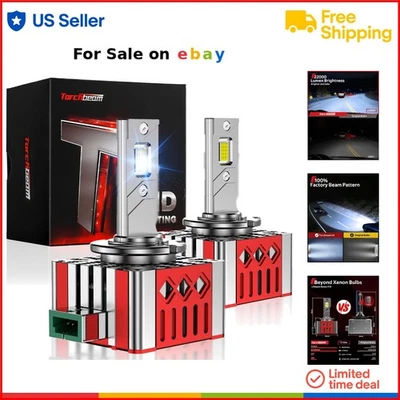 LED Fog Light Bulbs Xenon 8000K Ice Blue 28000 Lumens 2 Pack Plug & Play - Image 1 of 4