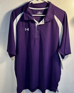 Men’s Under Armour Heat Gear Purple Golf Polo Shirt Size XL S131 - Picture 1 of 5