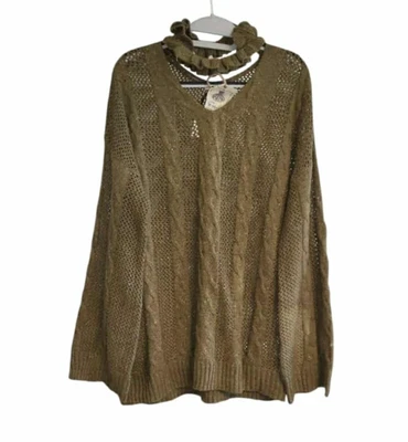 Easel Los Angeles Sweater Neck Choker Chunky Olive Green Sz L NWT - Image 1 of 4