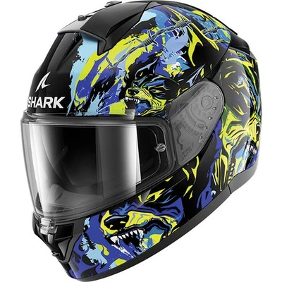 Shark Ridill 2 Full-Face Motorcycle Helmet - Raging Beast Black / Purple /Yellow - Image 1 of 3