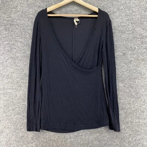 We The Free Blouse Women XS Black V-Neck Long Sleeve Pullover Rayon Casual - Picture 1 of 8
