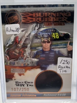 Jimmie Johnson Burning Rubber Race Used Win Tire /250 B1 2009 Press Pass Nascar - Image 1 of 2