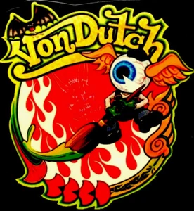 VON DUTCH STICKER “EYEBALL PAINTBRUSH” 3 1/2“ X 4” GLOSSY - Picture 1 of 2