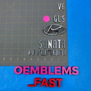1999-2001 Hyundai Sonata GLS V6 OEM Chrome Rear Trunk Deck Hatch Lid Emblem Set - Picture 1 of 10