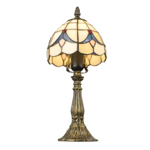 Tiffany Stained Glass Table Lamp Dome Shade Desk Light Bedroom Reading Light - Picture 1 of 5