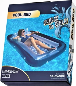 Inflatable Tanning Pool Lounger with Pillow | Large Blow up Floating Bed Raft 70 - Picture 1 of 6